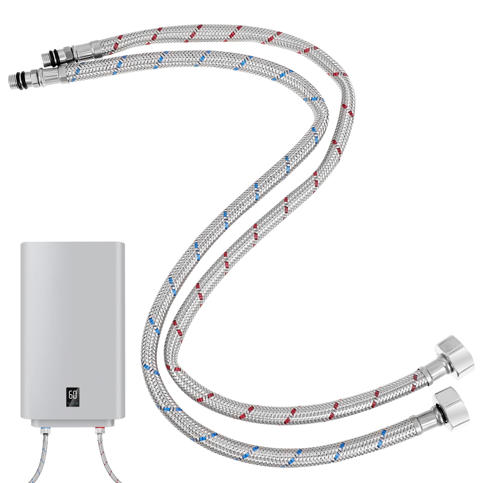 Braided Hose for Faucet 2 Pcs Hot and Cold 304 Stainless Steel Sink