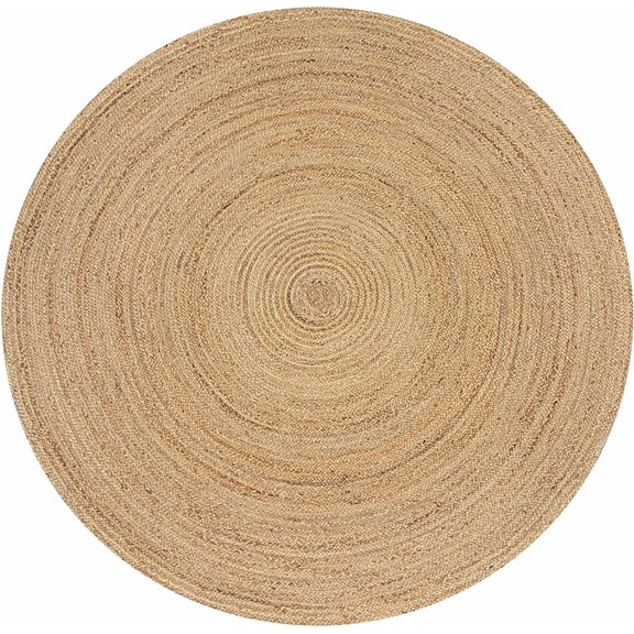 Braided Jute Area Rug Natural 4 Feet Round Boho Neutral Rattan Circle Hand Woven Indoor Floor Mat for Living Room Bedroom Nursery Kitchen Farmhouse Rustic Decor