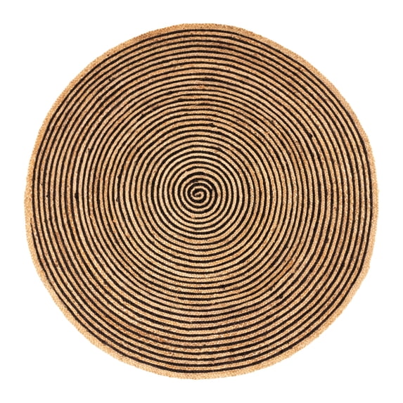 Braided Jute Round Indoor Area Rug Black / 10 Round