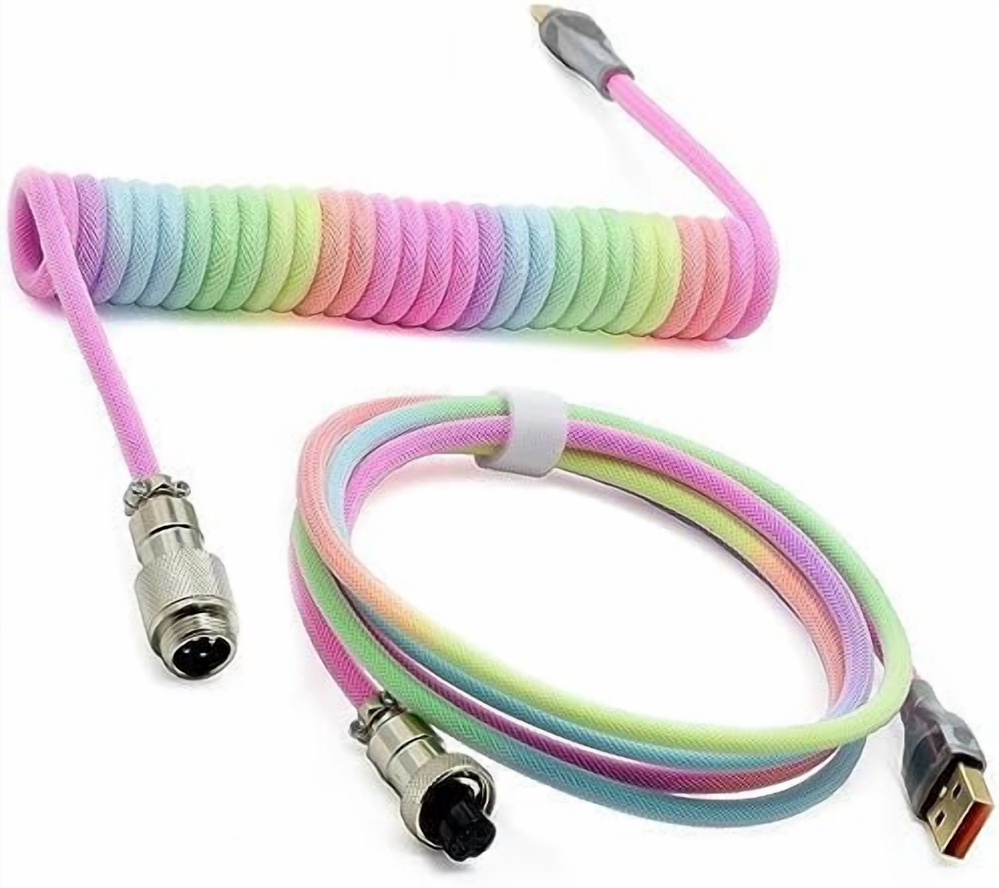 Braided Keyboard Cables 1.5m Coiled Type-C to A with Detachable ...