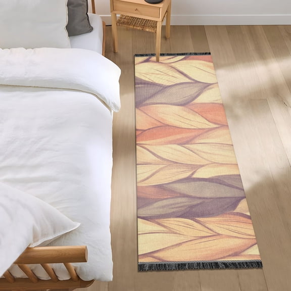 Braided Leaf Design Bedroom Runner Rug 2'x 6' Non Slip Carpet Indoor Home Area Rug Living Room