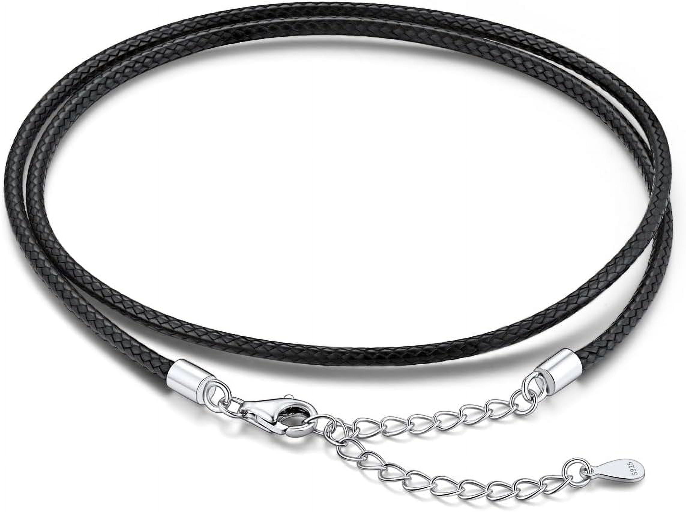 Braided Leather 2Mm/3Mm Necklace Cord For Men With Stainless Steel Snap Clasp, Waterproof Woven Wax Rope Chain For Pendant With Delicate Gift Box[o1384]