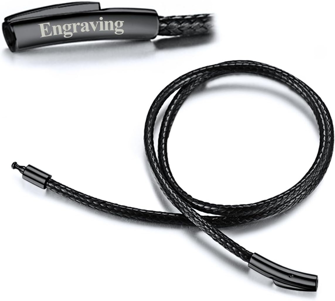 Braided Leather 2Mm/3Mm Necklace Cord For Men With Stainless Steel Snap Clasp, Waterproof Woven Wax Rope Chain For Pendant With Delicate Gift Box[o1413]