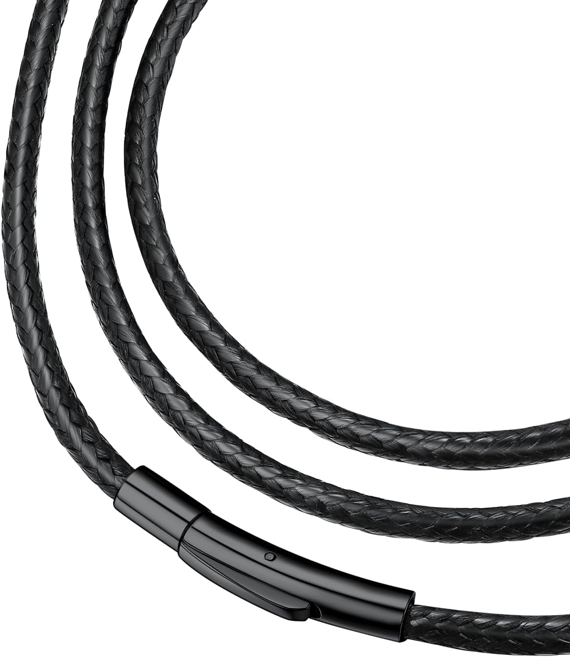Braided Leather 2Mm/3Mm Necklace Cord For Men With Stainless Steel Snap Clasp, Waterproof Woven Wax Rope Chain For Pendant With Delicate Gift Box[o1433]