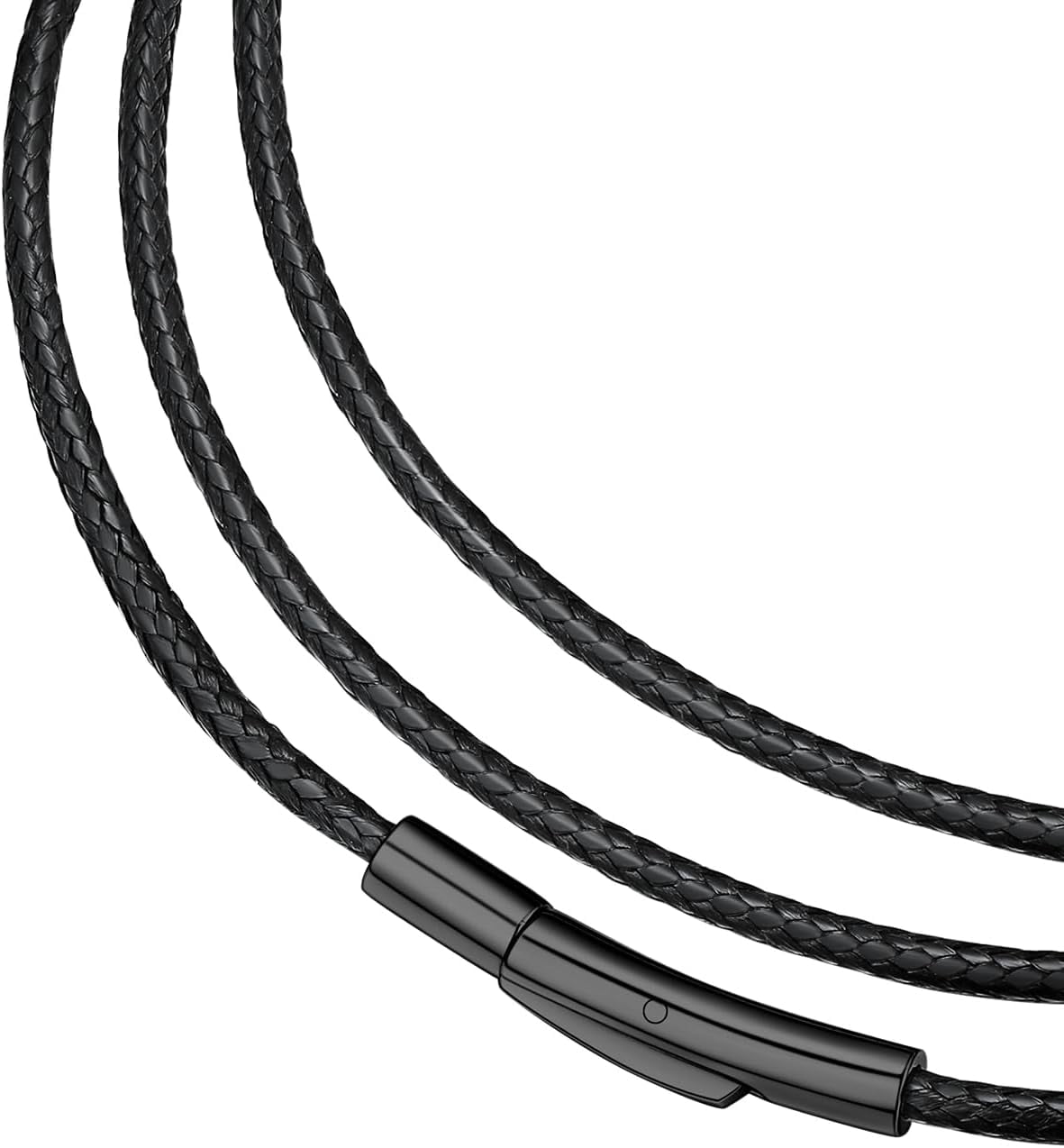 Braided Leather 2Mm/3Mm Necklace Cord For Men With Stainless Steel Snap Clasp, Waterproof Woven Wax Rope Chain For Pendant With Delicate Gift Box[o1437]