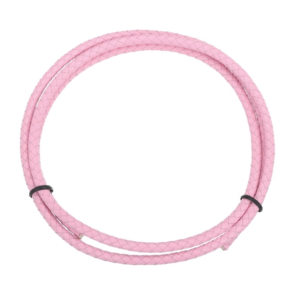 Uxcell 1.1 Yards Bolo Tie Cord 6mm Diameter Round Braided Leather Strip 1 Meter Long for Bracelet Necklace Beading, Pink