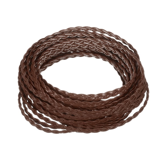 Braided Leather Cord, 5.5 Yards 5mm Flat Craft Leather String, Coffee