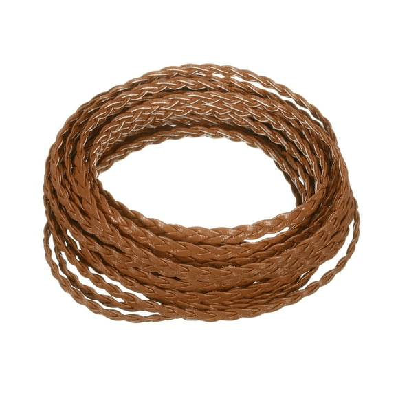 Braided Leather Cord, 5.5 Yards 5mm Flat Craft Leather String, Light Coffee