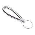 thumbnail image 1 of Braided Leather Keychain with Stainless Steel Key Ring, PU Woven Wristlet Lanyard, Black White, 1 of 5