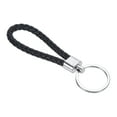thumbnail image 1 of Braided Leather Keychain with Stainless Steel Key Ring, PU Woven Wristlet Lanyard, Black, 1 of 5