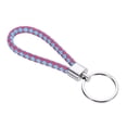 thumbnail image 1 of Braided Leather Keychain with Stainless Steel Key Ring, PU Woven Wristlet Lanyard, Rose Red Sapphire Blue, 1 of 5
