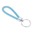 thumbnail image 1 of Braided Leather Keychain with Stainless Steel Key Ring, PU Woven Wristlet Lanyard, Sky Blue, 1 of 5
