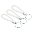 thumbnail image 1 of Braided Leather Keychain with Stainless Steel Key Ring, PU Woven Wristlet Lanyard, White 3 Pack, 1 of 5