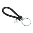 thumbnail image 1 of Braided Leather Keychain with Stainless Steel Key Ring Sleeve, PU Woven Wristlet Lanyard, Black, 1 of 5