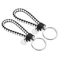 thumbnail image 1 of Braided Leather Keychain with Stainless Steel Key Ring Sleeve, PU Woven Wristlet Lanyard, White Black 2 Pack, 1 of 5