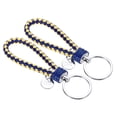thumbnail image 1 of Braided Leather Keychain with Stainless Steel Key Ring Sleeve, PU Woven Wristlet Lanyard, Yellow Sapphire Blue  2 Pack, 1 of 5