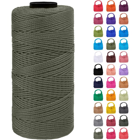 Braided Macrame Cord 1.5mm x 218yards Polypropylene Rope Polyester Yarn Crochet Thread, String for DIY Crafts Bag Knitting Plant Hangers Home Decorations (Gray Green) Gray Green