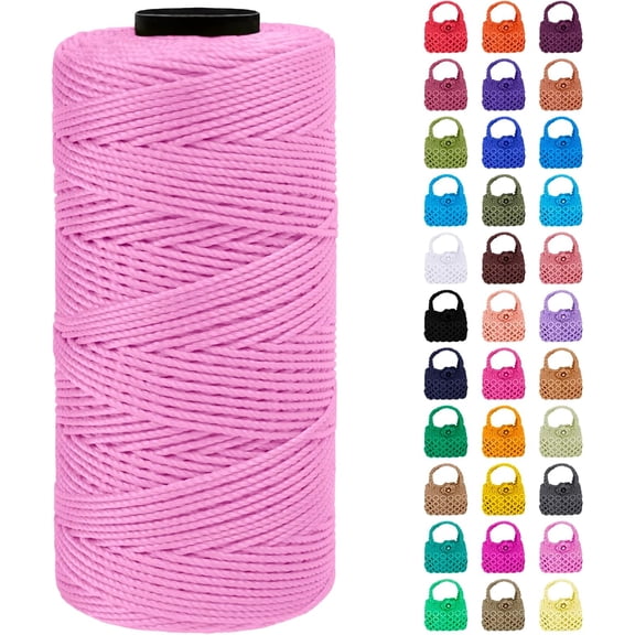 Braided Macrame Cord 1.5mm x 218yards Polypropylene Rope Polyester Yarn Crochet Thread, String for DIY Crafts Bag Knitting Plant Hangers Home Decorations (Light Pink) Light Pink