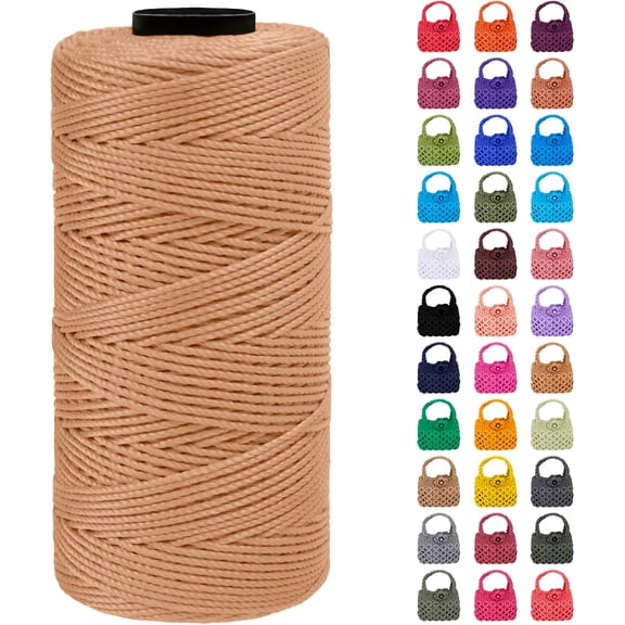 Braided Macrame Cord 1.5mm x 218yards Polypropylene Rope Polyester Yarn Crochet Thread, String for DIY Crafts Bag Knitting Plant Hangers Home Decorations (Khaki) Khaki