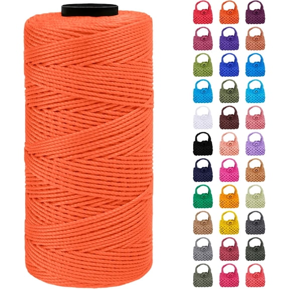 Braided Macrame Cord 1.5mm x 218yards Polypropylene Rope Polyester Yarn Crochet Thread, String for DIY Crafts Bag Knitting Plant Hangers Home Decorations (Orange) Orange