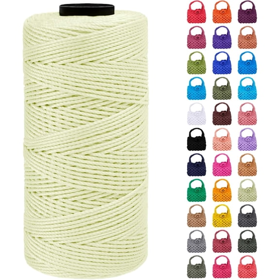 Braided Macrame Cord 1.5mm x 218yards Polypropylene Rope Polyester Yarn Crochet Thread, String for DIY Crafts Bag Knitting Plant Hangers Home Decorations (Light Yellow) Light Yellow