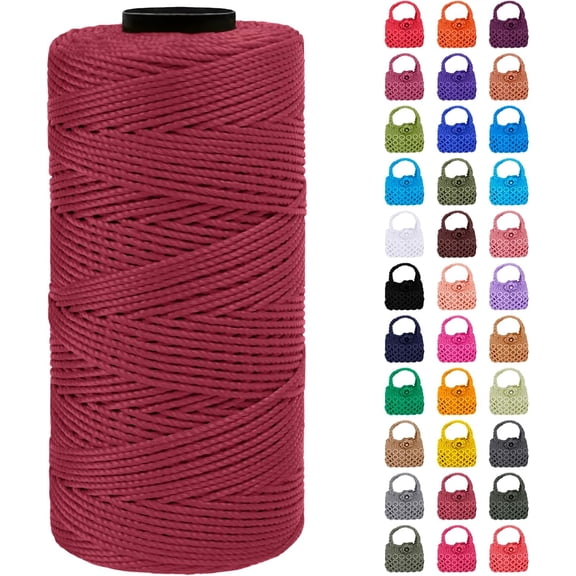 Braided Macrame Cord 1.5mm x 218yards Polypropylene Rope Polyester Yarn Crochet Thread, String for DIY Crafts Bag Knitting Plant Hangers Home Decorations (Sunset red) Sunset Red