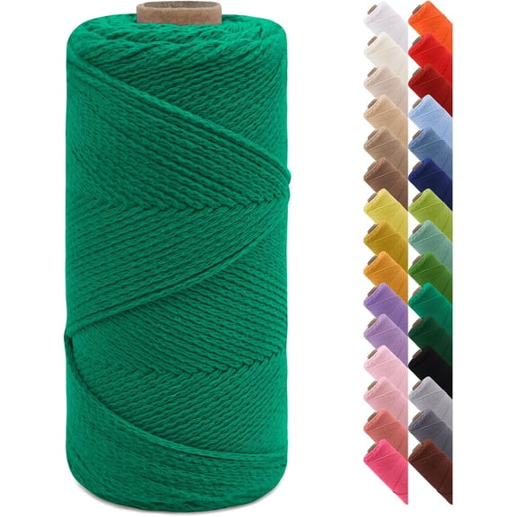 Braided Macrame Cord 2mm x 164yards Crochet Bag Natural Cotton Cord, String Rope Yarn for DIY Crafts, Bag, Gift Wrapping, Home Decorations (Christmas Green) Christmas Green