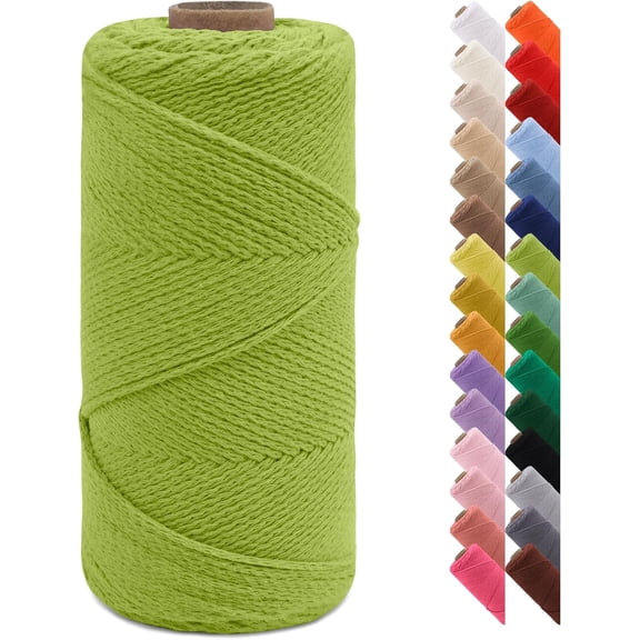 Braided Macrame Cord 2mm x 164yards Crochet Bag Natural Cotton Cord, String Rope Yarn for DIY Crafts, Bag, Gift Wrapping, Home Decorations (Light Pink Green) Light Green
