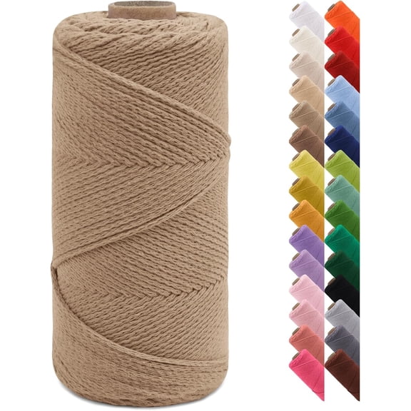 Braided Macrame Cord 2mm x 164yards Crochet Bag Natural Cotton Cord, String Rope Yarn for DIY Crafts, Bag, Gift Wrapping, Home Decorations (Linen) Linen