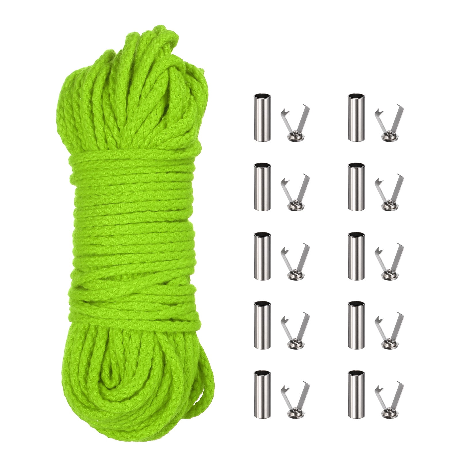 Braided Macrame Cord, 3/16" x 164ft 8 Strand Cotton Rope Braided String with Cord End Caps for Drawstring, Plant Hanger Wall Hanging, Dream Catcher Crafts, Autumn Green