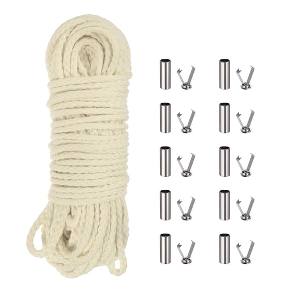 Braided Macrame Cord, 3/16" x 164ft 8 Strand Cotton Rope Braided String with Cord End Caps for Drawstring, Plant Hanger Wall Hanging, Dream Catcher Crafts, Cream White