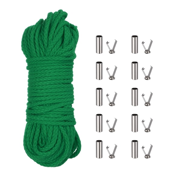 Braided Macrame Cord, 3/16" x 164ft 8 Strand Cotton Rope Braided String with Cord End Caps for Drawstring, Plant Hanger Wall Hanging, Dream Catcher Crafts, Emerald Green
