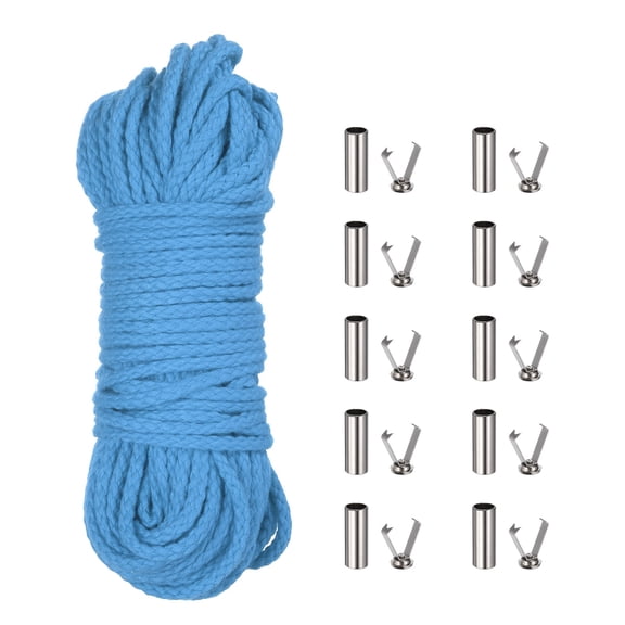 Braided Macrame Cord, 3/16" x 164ft 8 Strand Cotton Rope Braided String with Cord End Caps for Drawstring, Plant Hanger Wall Hanging, Dream Catcher Crafts, Emerald Blue