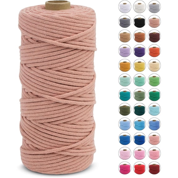 Braided Macrame Cord 3mm x 109 Yards, Rope Yarn Natural Cotton Craft String, Thread for Handmade Plant Hangers, Wall Hanging, DIY Crafts (Brick Red) Brick Red 109Yards
