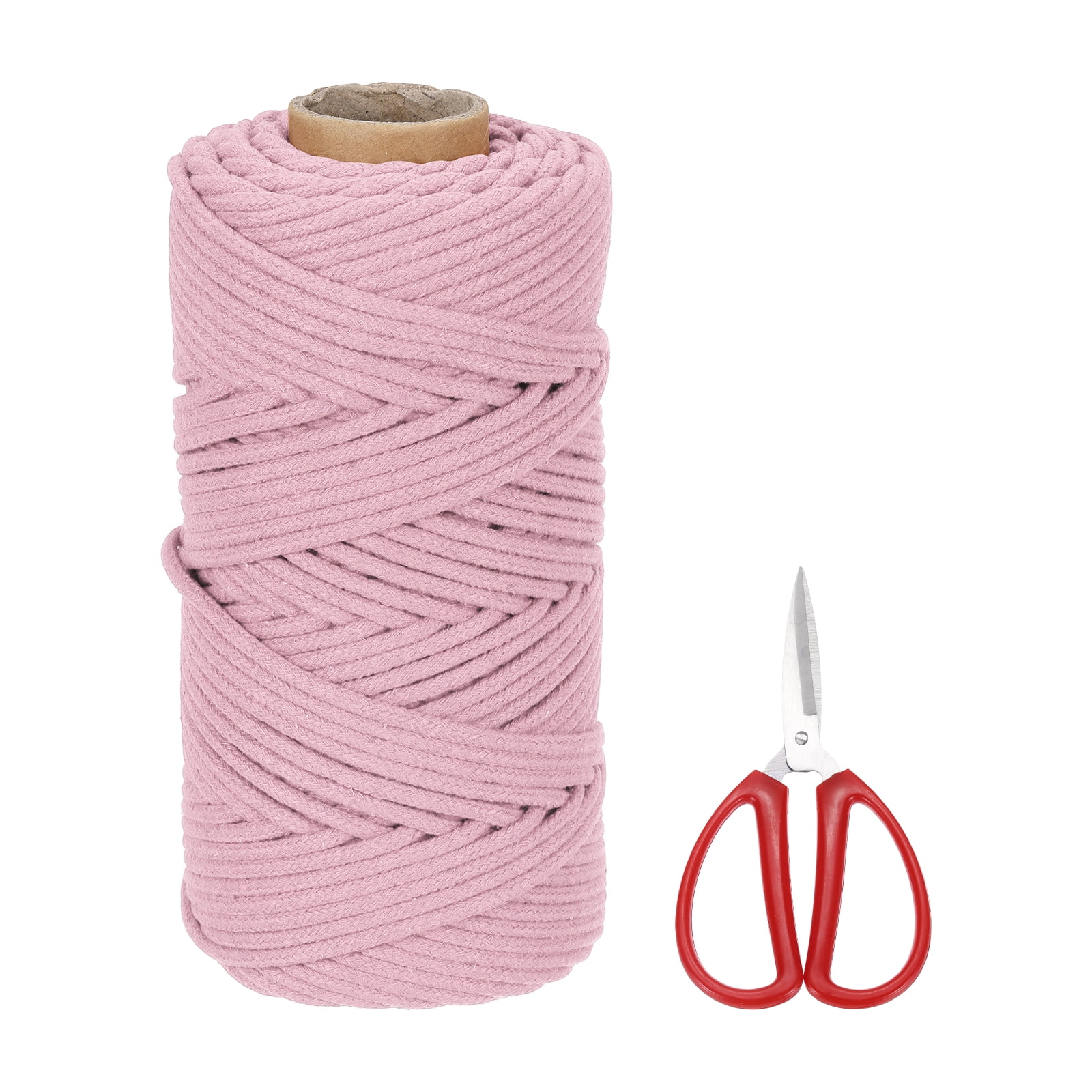 Braided Macrame Cord, 4mm x 109 Yards Natural Cotton Rope Macrame Yarn Bohemia Craft String with Scissors(Light Purple)