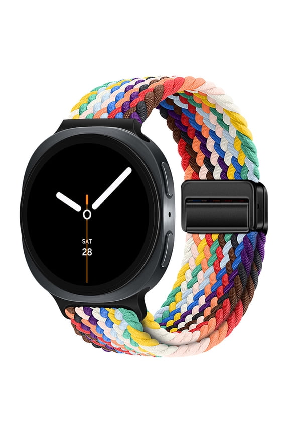 Braided Magnetic Bands for Samsung Galaxy Watch 8 Band 40mm 44mm/8 Classic 46 mm Women/Men,Elastic Nylon Fabric One Click No Gap Sport Strap for Samsung Galaxy Watch 8 Classic Band 46mm/8 44 mm 40 mm