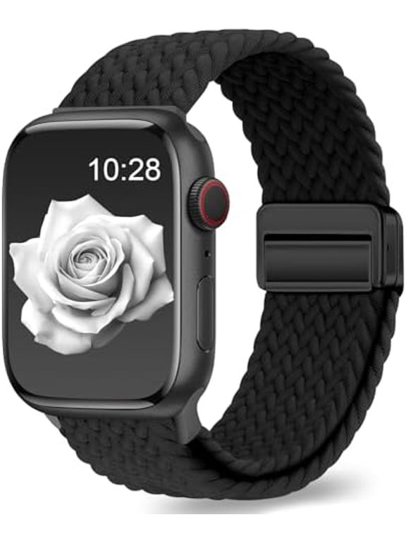 Braided Magnetic Clasp Loop Compatible with Apple Watch Bands for Women Men, Nylon Stretchy Sport Strap iWatch Series 11 10 9 8 7 6 5 4 3 2 SE 38-42mm
