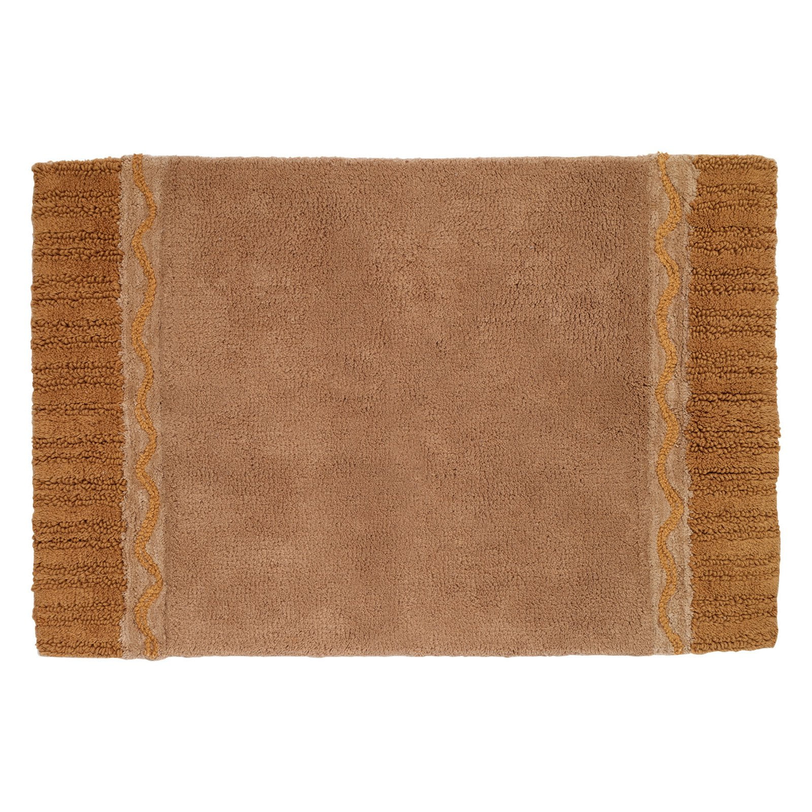 Gold Cotton Braided Medallion Bath Rug with Non-Skid Backing