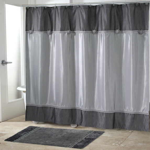 Braided Medallion Shower Curtain Granite