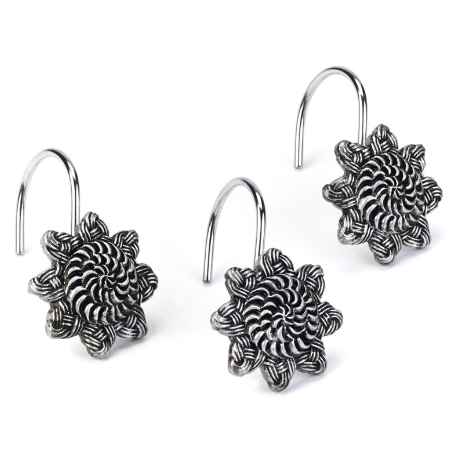 Granite Braided Medallion Resin Shower Curtain Hooks Set
