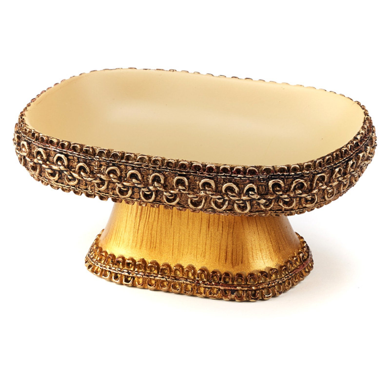 Gold and Beige Resin Braided Medallion Soap Dish