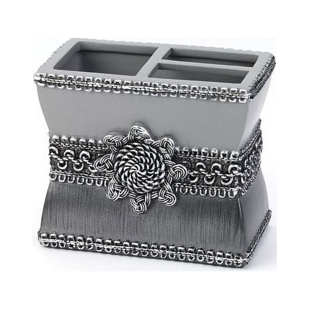 Granite Gray Resin Traditional Toothbrush Holder with Medallion