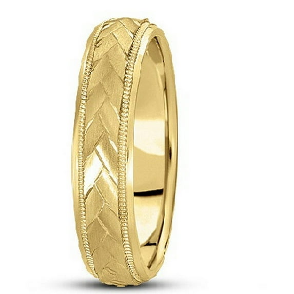 Braided Men\'s Wedding Ring Diamond Cut Band 14k Yellow Gold (5 mm)