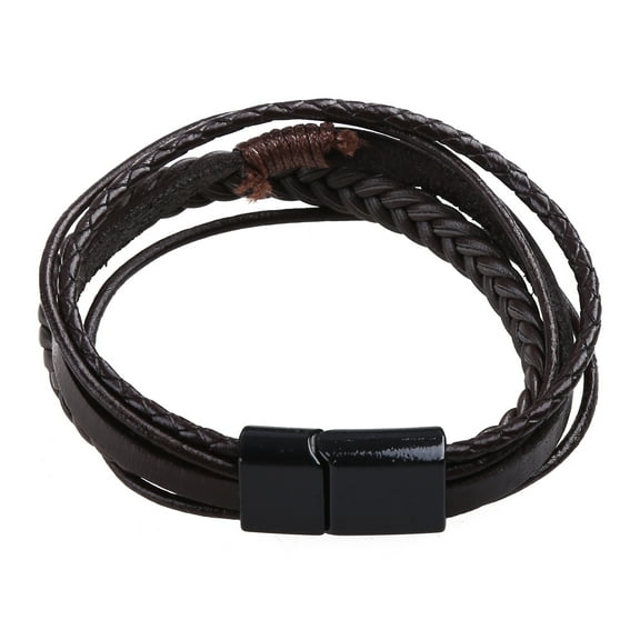 Braided Mens Wristband Leather with Clasp Multi-Layer Wristbands Bangle Gifts