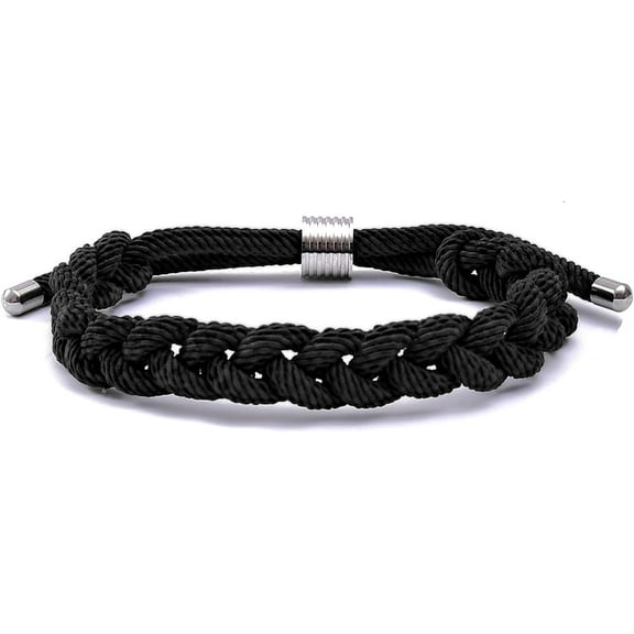Braided Milano Rope Bracelet with Stainless Steel Charm, Handmade, Adjustable Length for Men and Women