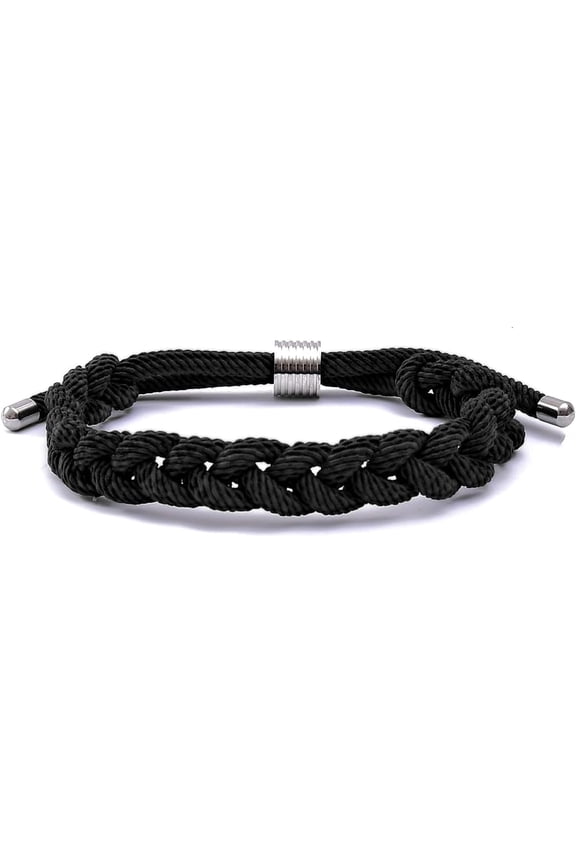 Braided Milano Rope Bracelet with Stainless Steel Charm, Handmade, Adjustable Length for Men and Women