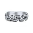 thumbnail image 1 of Braided Modern Thick Celtic Woven Design Oxidized Band 925 Sterling Silver Size 10, 1 of 5