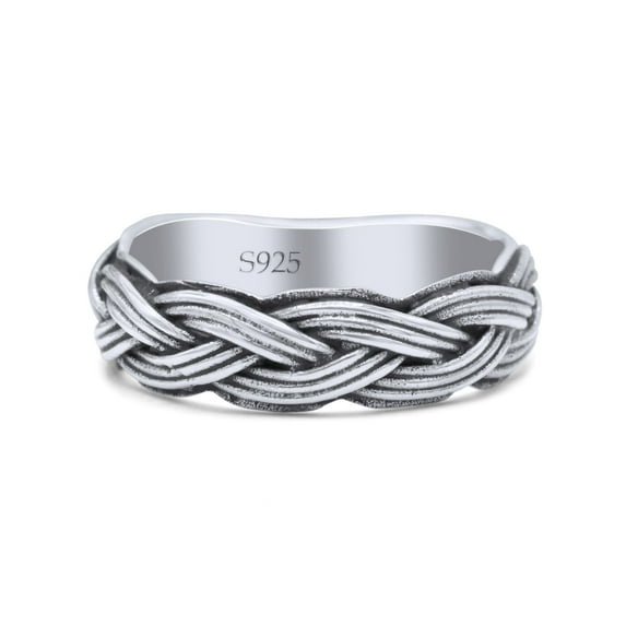 Braided Modern Thick Celtic Woven Design Oxidized Band 925 Sterling Silver Size 6
