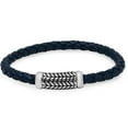 thumbnail image 1 of Braided Navy Leather Bracelet with Stainless Steel Clasp, 8.5 in., 1 of 1