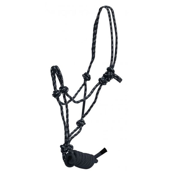 Braided Nylon Cowboy Knot Rope Halter w/ Removable Lead